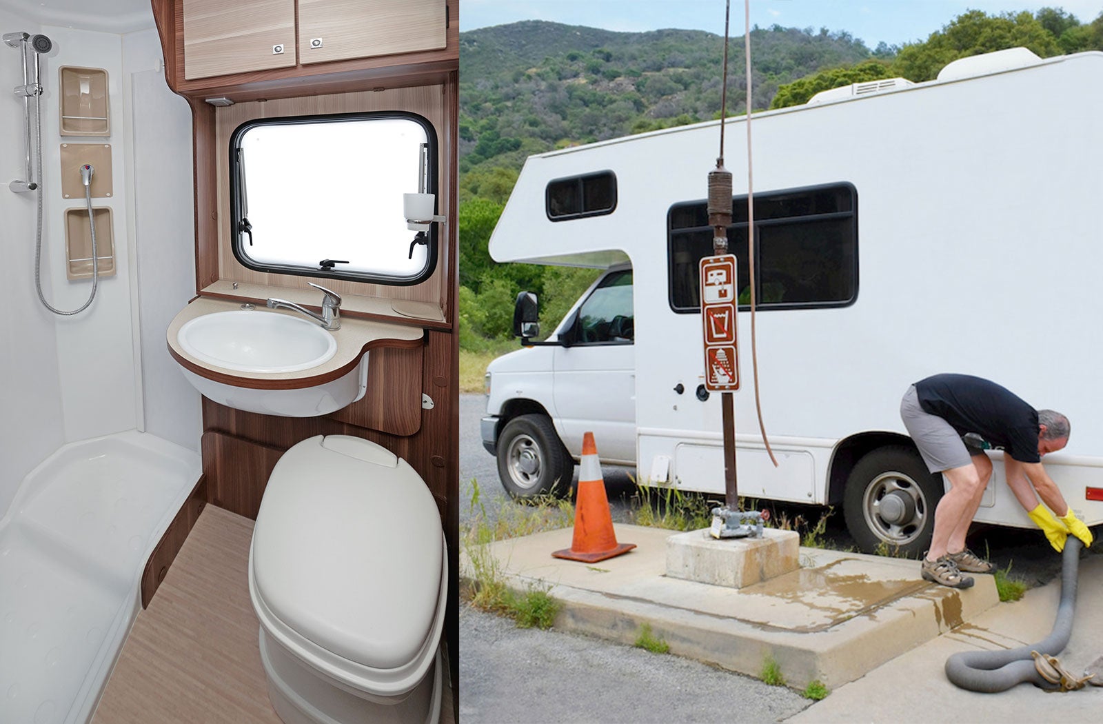 Portable RV/camper toilet and holding tank setup in Concord, North Carolina